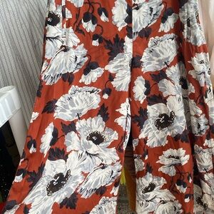 Zara Floral Wide Leg Pants - Red and White
